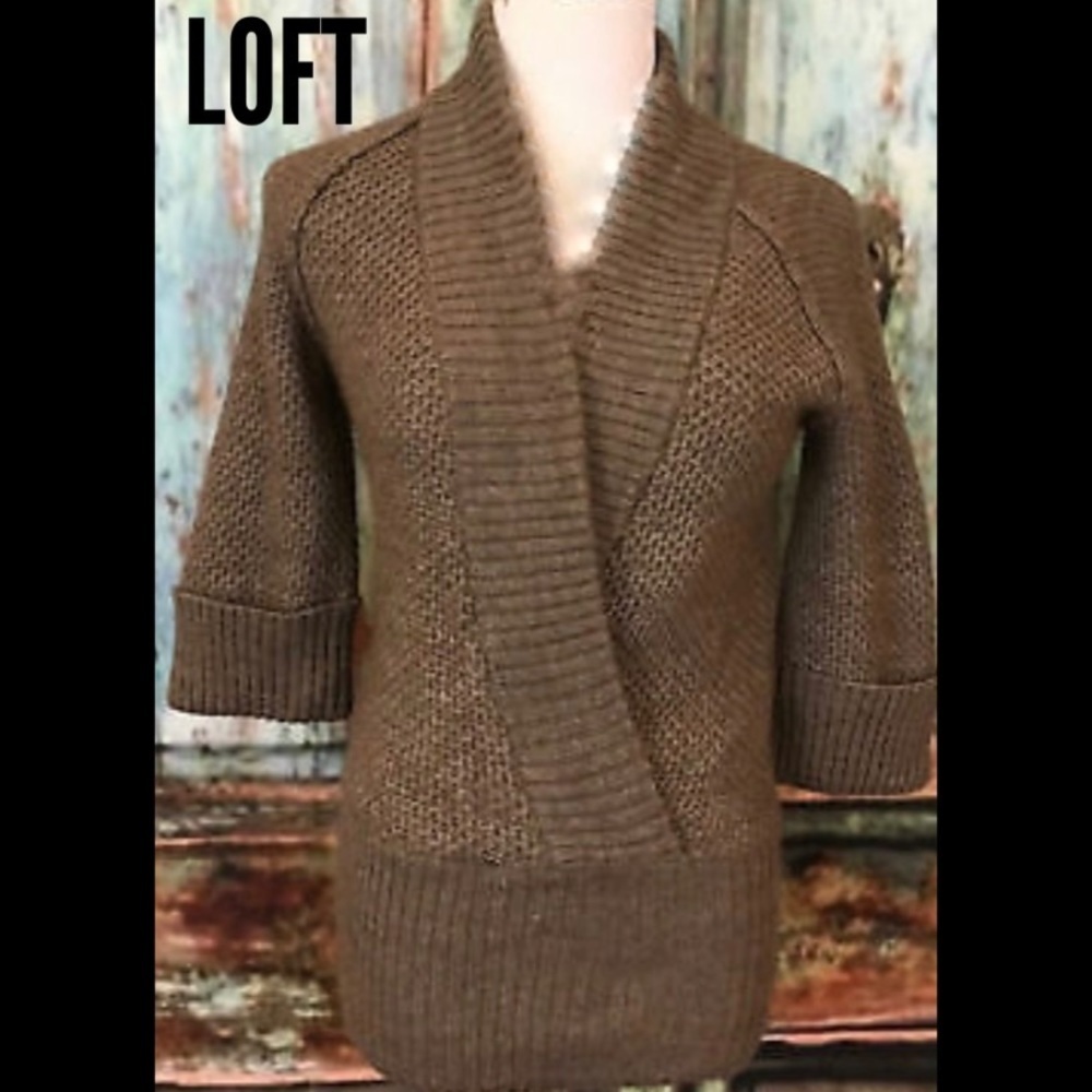 NWOT LOFT Chunky Knit Shawl Collar Sweater